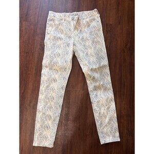 Dear John Womens Gisele Snake Print Jeans 28 Ivory Gray High Waist Stretch